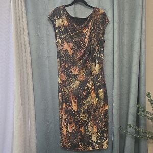 Escada Black/Brown and Multicolored Midi Dress
